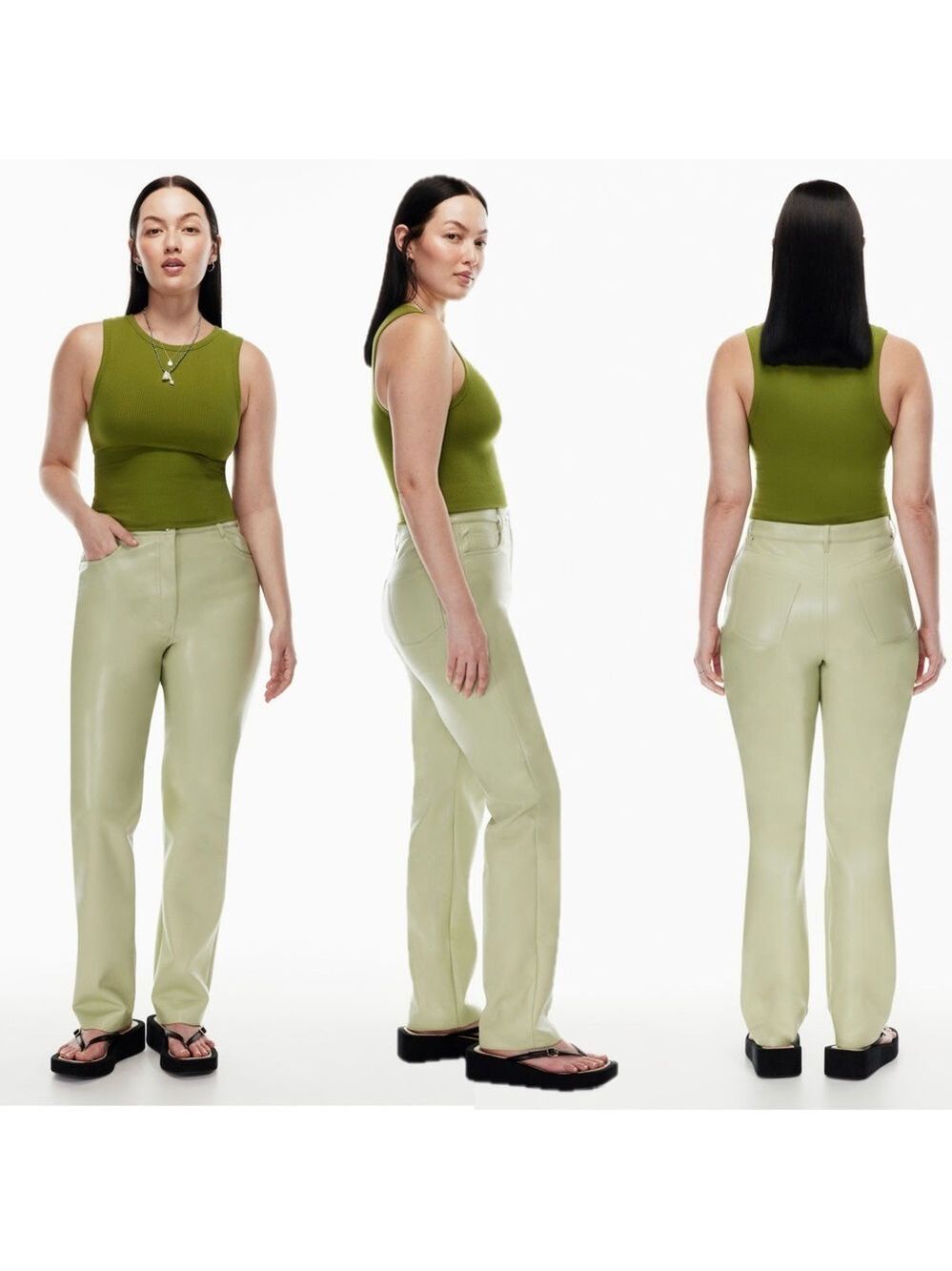 Aritzia Wilfred light green Melina pants faux leather pleather vegan Sz 6
